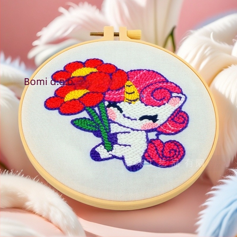 DIY komplet za križno izšivanje – modern stil, materijal: pamuk-poliester tkanina, motivi: cvijeće/trava/lišće, marka Bomi