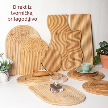 Bambusni pladanj za čaj s nepravilnim rubom i uzorkom vodnih valova, moderan minimalistički dizajn, pogodan za čaj, kavu, kruh i peciva