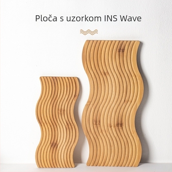 Bambusni pladanj za čaj s nepravilnim rubom i uzorkom vodnih valova, moderan minimalistički dizajn, pogodan za čaj, kavu, kruh i peciva