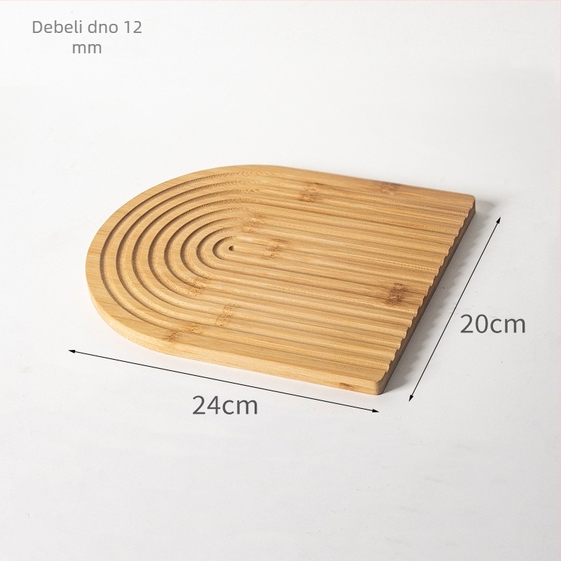 Bambusni pladanj za čaj s nepravilnim rubom i uzorkom vodnih valova, moderan minimalistički dizajn, pogodan za čaj, kavu, kruh i peciva