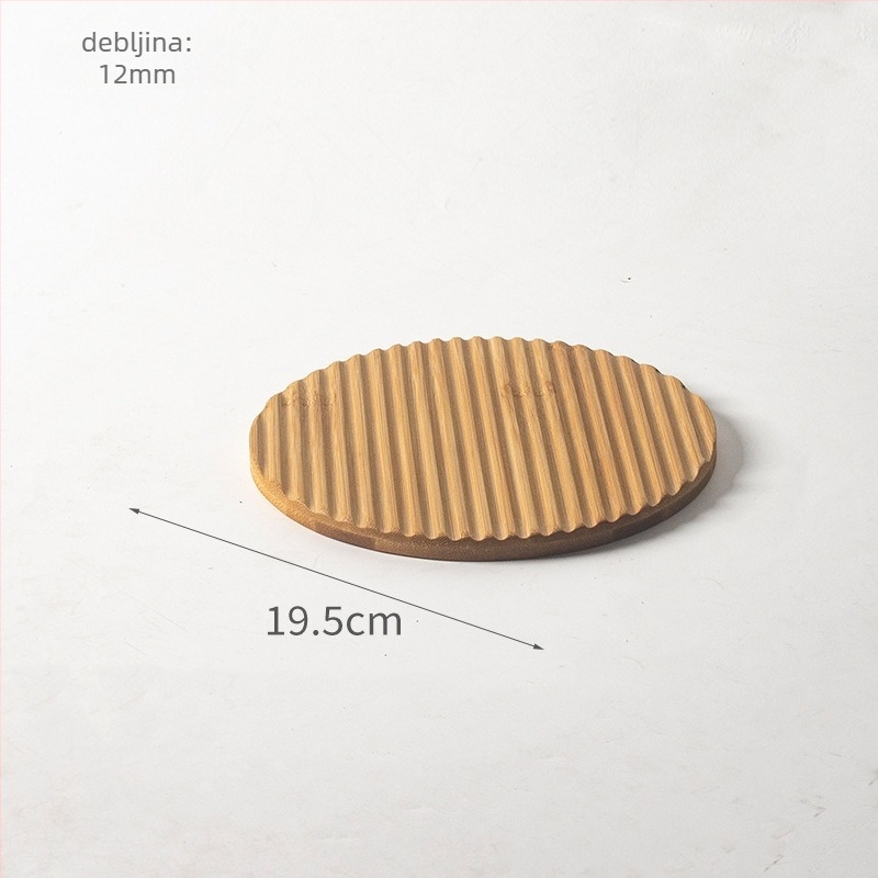Bambusni pladanj za čaj s nepravilnim rubom i uzorkom vodnih valova, moderan minimalistički dizajn, pogodan za čaj, kavu, kruh i peciva