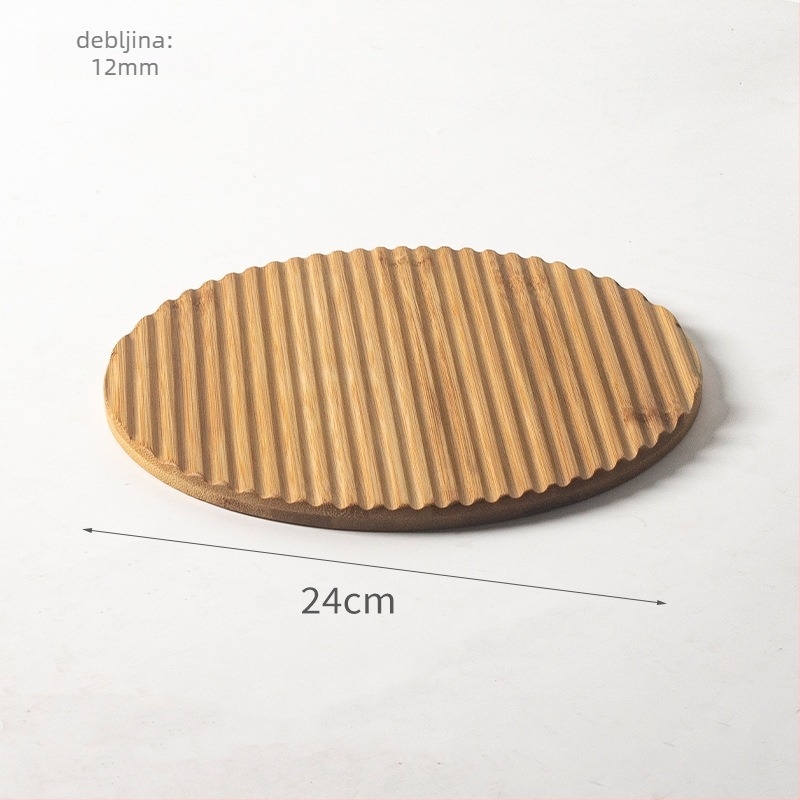 Bambusni pladanj za čaj s nepravilnim rubom i uzorkom vodnih valova, moderan minimalistički dizajn, pogodan za čaj, kavu, kruh i peciva