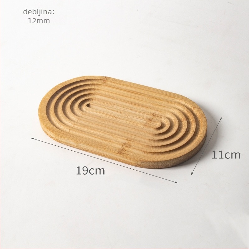 Bambusni pladanj za čaj s nepravilnim rubom i uzorkom vodnih valova, moderan minimalistički dizajn, pogodan za čaj, kavu, kruh i peciva