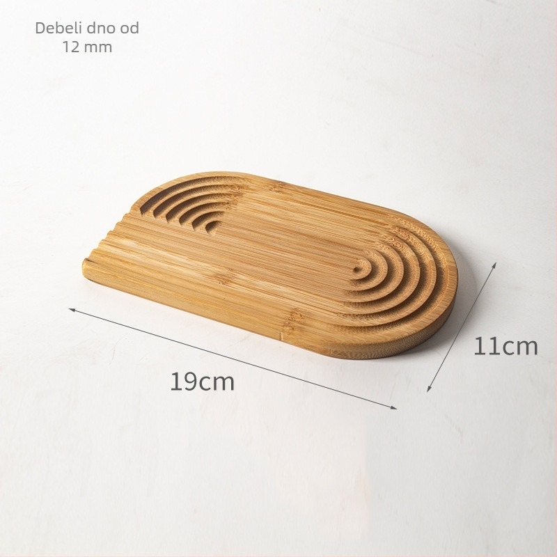 Bambusni pladanj za čaj s nepravilnim rubom i uzorkom vodnih valova, moderan minimalistički dizajn, pogodan za čaj, kavu, kruh i peciva