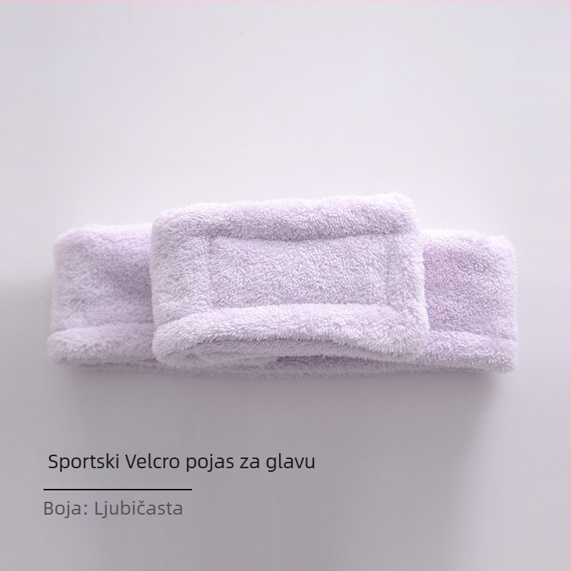 Odrasla žena koralni plišasti kupaći ogrtač, kopča, nosi se kao ručnik, brzo se suši kapa za kosu