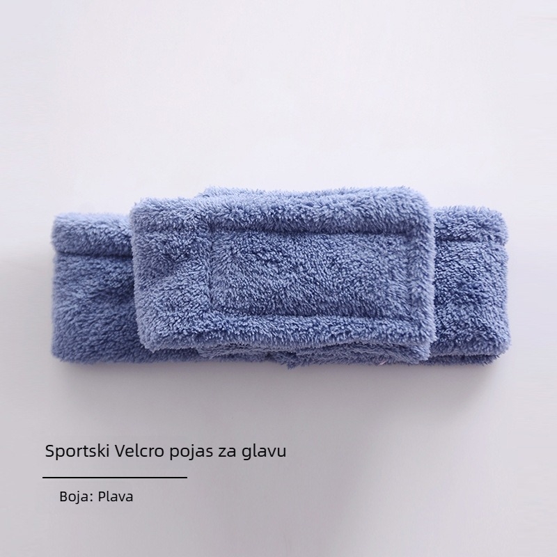 Odrasla žena koralni plišasti kupaći ogrtač, kopča, nosi se kao ručnik, brzo se suši kapa za kosu