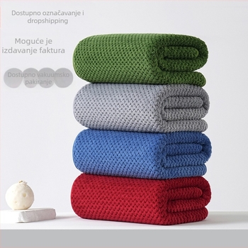 Set ručnika za kupanje i plažu – Coral fleece, 200–300 g, Warp-Knitted Pineapple Plaid Wrap, 19 niti, Plain Weave, Mogući izvezeni logo