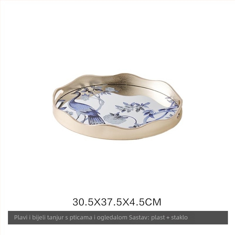 Staklena dekorativna pladnja, moderan minimalistički stil, standardno pakiranje, pogodna za dnevni boravak – stol za kavu, posuda za pohranu