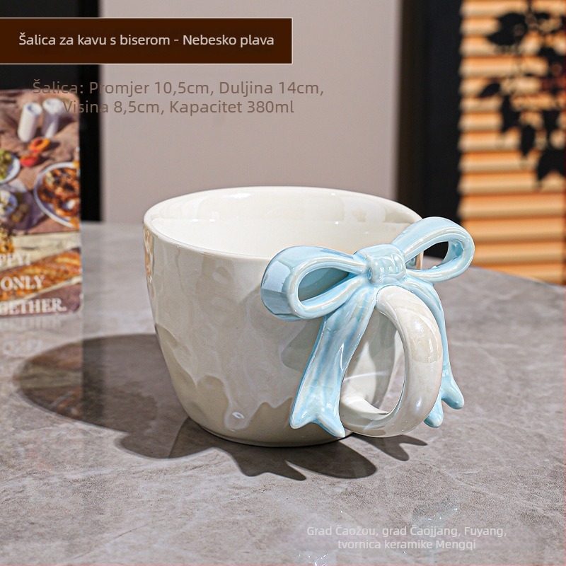 Set šalice za kavu i podmetač s mašnicom, keramički dizajn, nordijski stil, 700 g, pakiranje: papirnata kutija, mogućnost prilagodbe