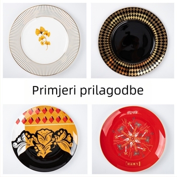 Okrugla ploča od kostnog porcelana, premaz preko glazure, ispis logotipa, mogućnost prilagodbe