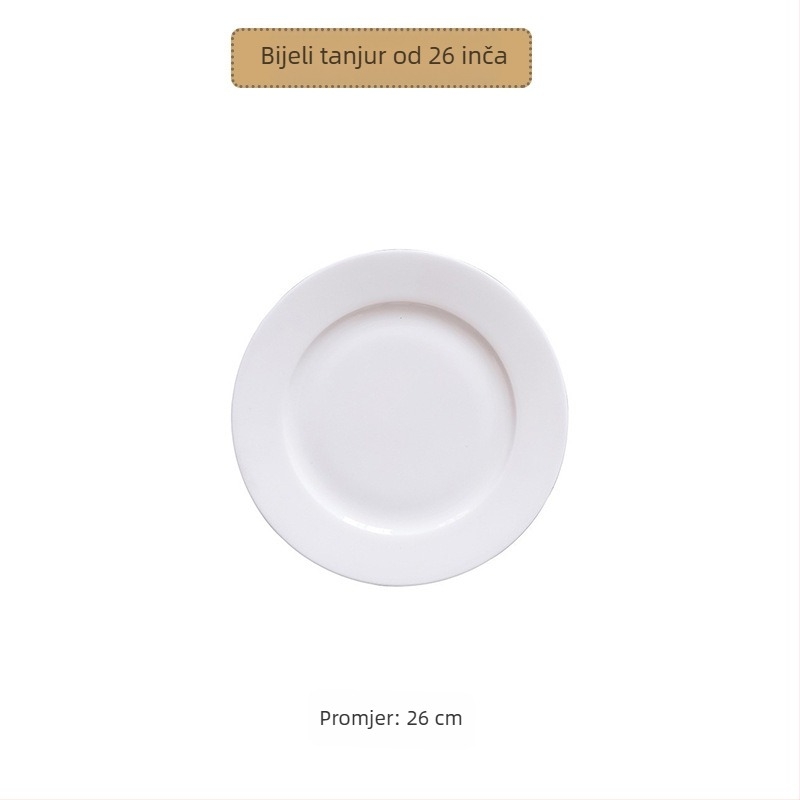 Okrugla ploča od kostnog porcelana, premaz preko glazure, ispis logotipa, mogućnost prilagodbe