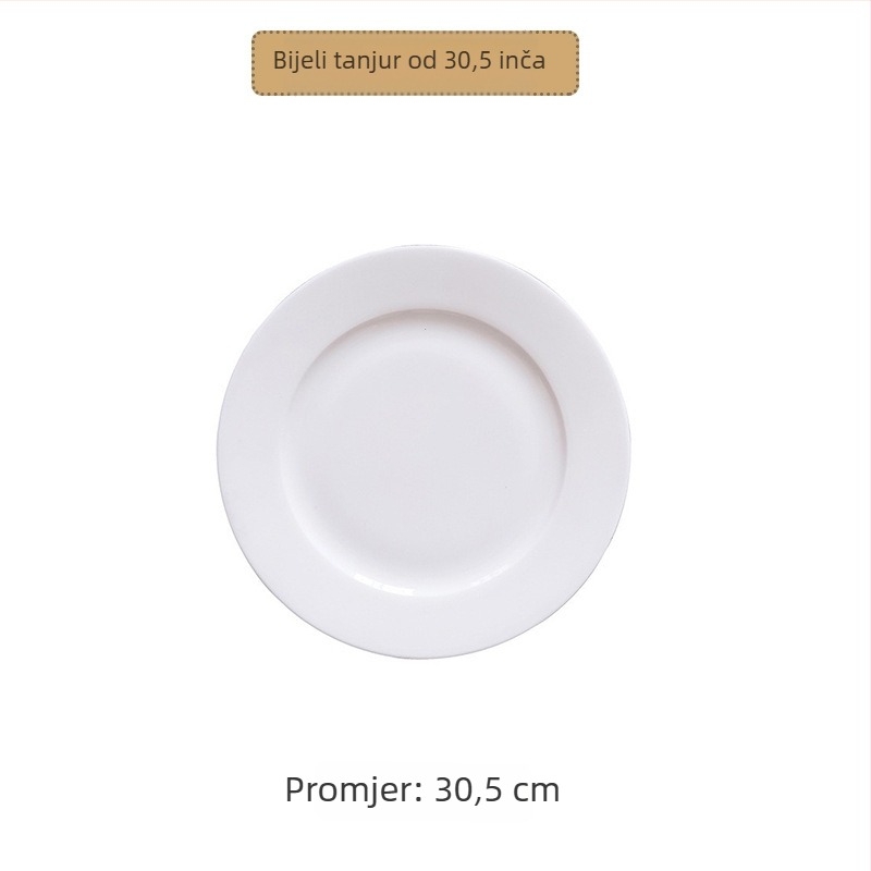 Okrugla ploča od kostnog porcelana, premaz preko glazure, ispis logotipa, mogućnost prilagodbe