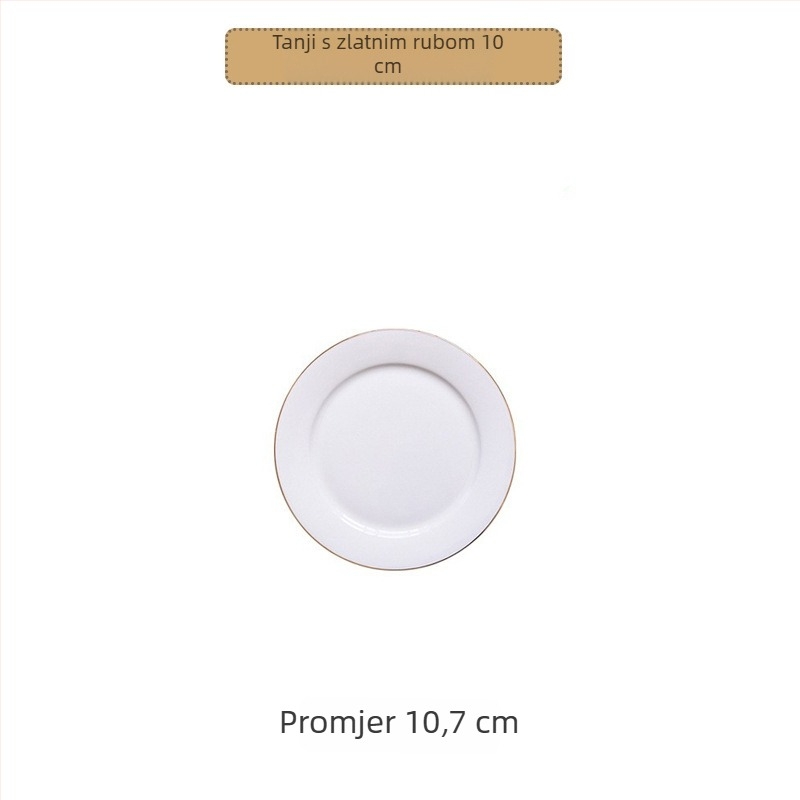 Okrugla ploča od kostnog porcelana, premaz preko glazure, ispis logotipa, mogućnost prilagodbe