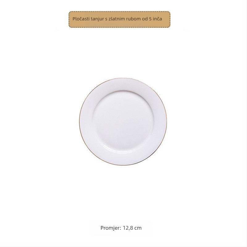 Okrugla ploča od kostnog porcelana, premaz preko glazure, ispis logotipa, mogućnost prilagodbe