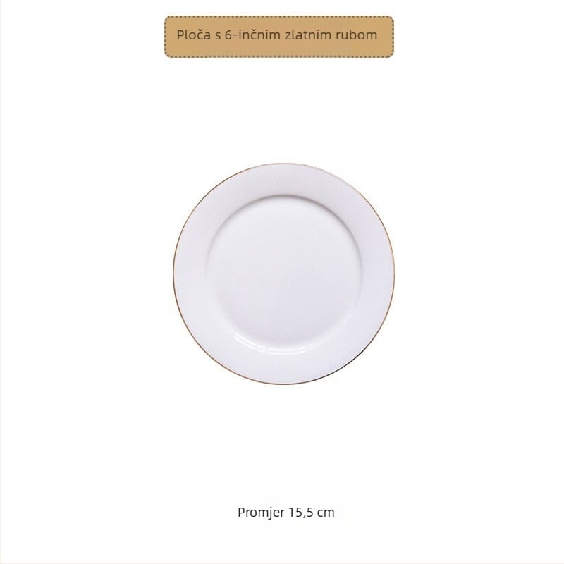 Okrugla ploča od kostnog porcelana, premaz preko glazure, ispis logotipa, mogućnost prilagodbe