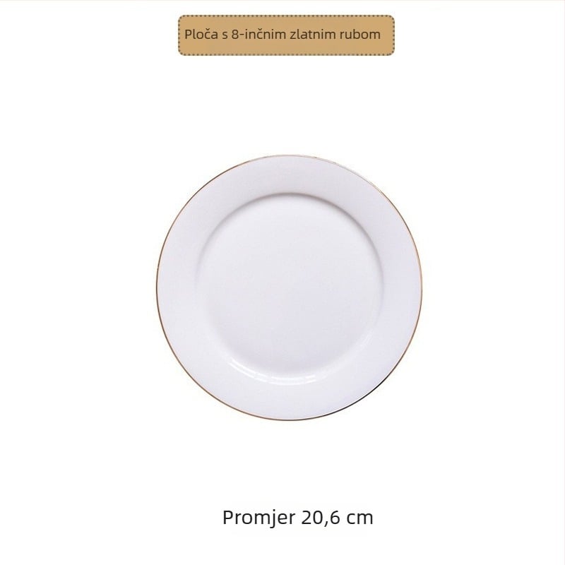 Okrugla ploča od kostnog porcelana, premaz preko glazure, ispis logotipa, mogućnost prilagodbe