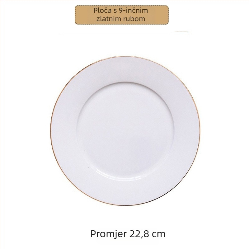 Okrugla ploča od kostnog porcelana, premaz preko glazure, ispis logotipa, mogućnost prilagodbe