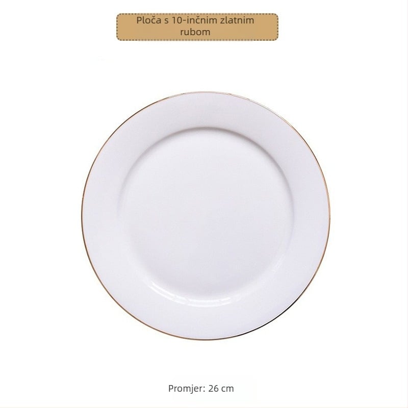 Okrugla ploča od kostnog porcelana, premaz preko glazure, ispis logotipa, mogućnost prilagodbe