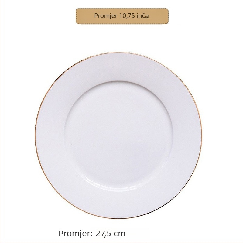 Okrugla ploča od kostnog porcelana, premaz preko glazure, ispis logotipa, mogućnost prilagodbe