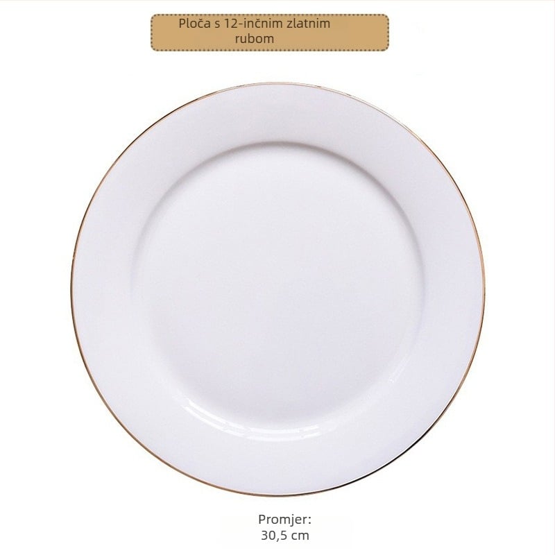 Okrugla ploča od kostnog porcelana, premaz preko glazure, ispis logotipa, mogućnost prilagodbe