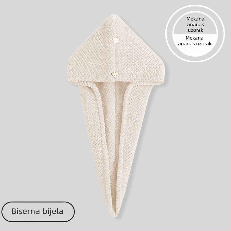 Kapa za sušenje kose za žene, uzorak ananasa, dvostruki sloj, mikrovlakno 150D, izšivana i našivena