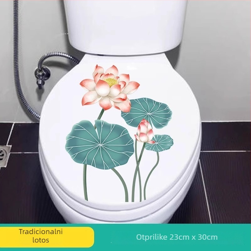 Naljepnica za WC s cvjetnim motivom, PVC materijal, za kupaonicu
