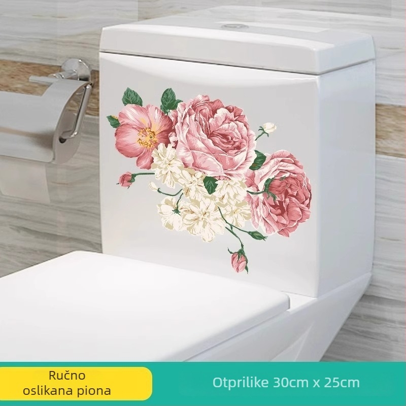 Naljepnica za WC s cvjetnim motivom, PVC materijal, za kupaonicu