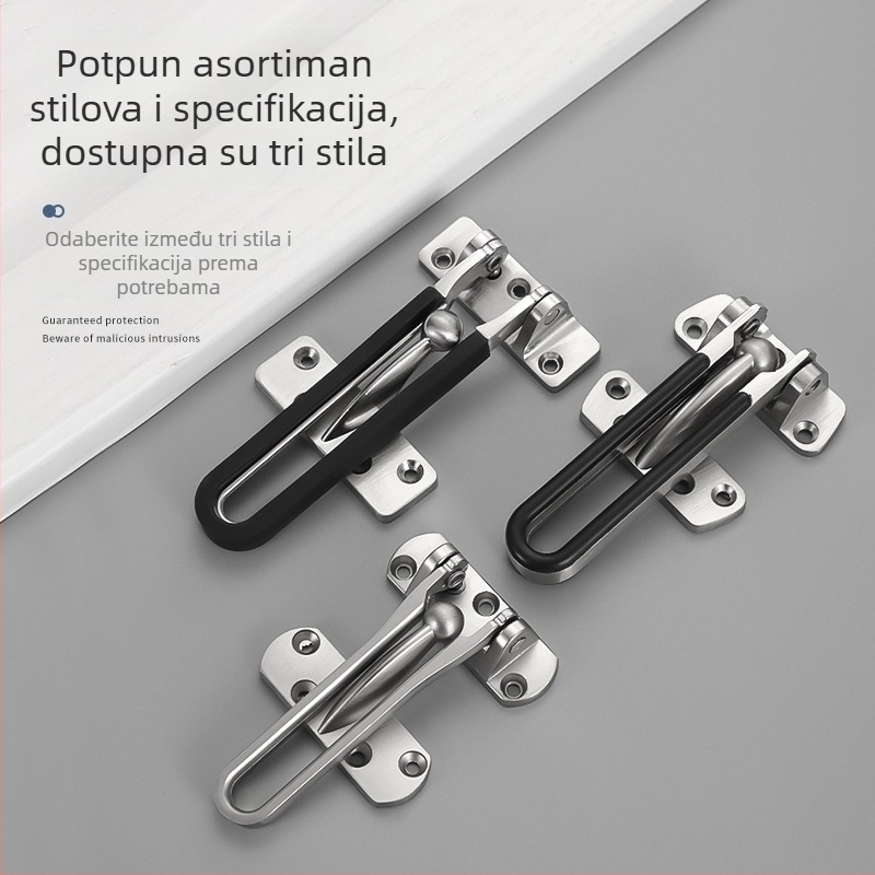 Brava za vrata protiv krađe, Type A zasun, nehrđajući čelik, polirani/platinirani završni sloj, mogućnost prilagodbe