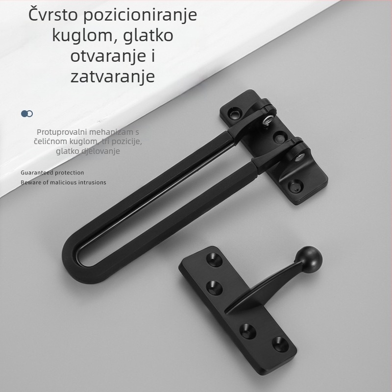 Brava za vrata protiv krađe, Type A zasun, nehrđajući čelik, polirani/platinirani završni sloj, mogućnost prilagodbe