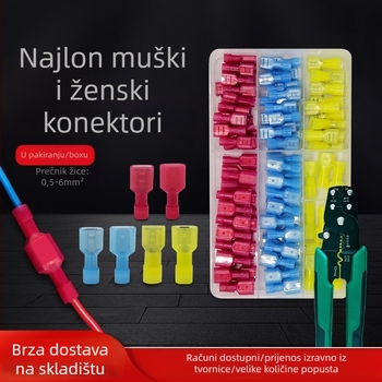 Pružinski muški i ženski brzi konektori za električno ožičenje, krimpanje, 0.5-6 mm², pakiranja: 100 ili 200 kom