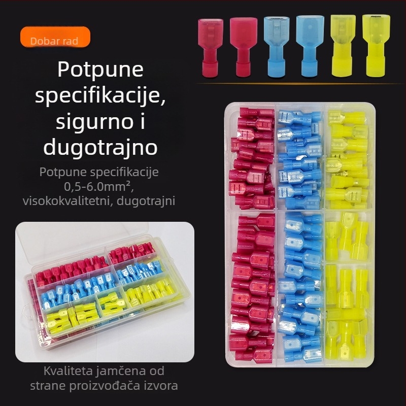 Pružinski muški i ženski brzi konektori za električno ožičenje, krimpanje, 0.5-6 mm², pakiranja: 100 ili 200 kom