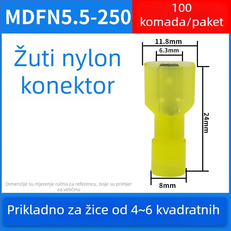 Pružinski muški i ženski brzi konektori za električno ožičenje, krimpanje, 0.5-6 mm², pakiranja: 100 ili 200 kom