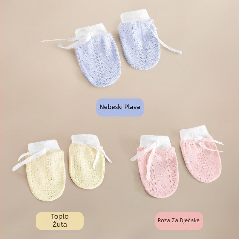Bebe rukavice, pletene od pamuka, unisex, zaštita od ogrebotina na licu, za dob 0–3 mjeseca, monokromne