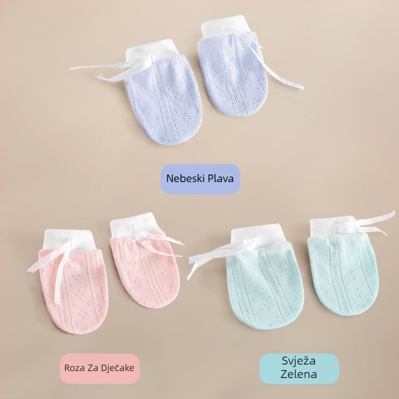 Bebe rukavice, pletene od pamuka, unisex, zaštita od ogrebotina na licu, za dob 0–3 mjeseca, monokromne