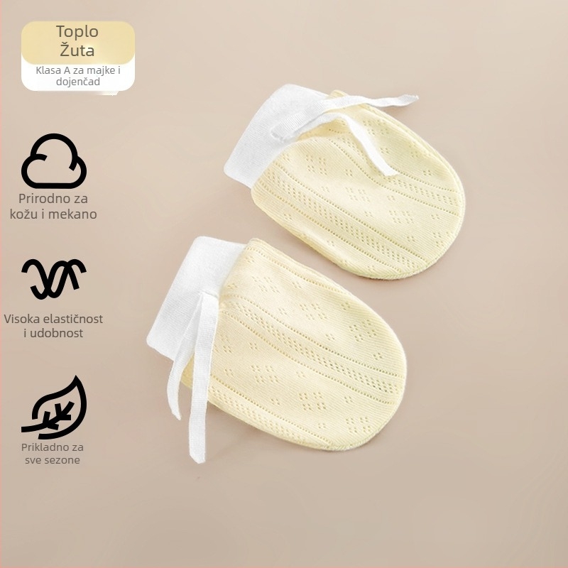 Bebe rukavice, pletene od pamuka, unisex, zaštita od ogrebotina na licu, za dob 0–3 mjeseca, monokromne