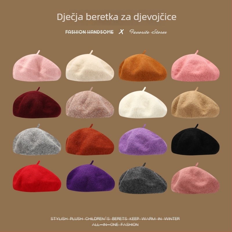 Dječji beret za proljeće i jesen, djevojački šešir s dizajnom tikve i osmerokutnim oblikom, zimska kapica za slikare, poliester