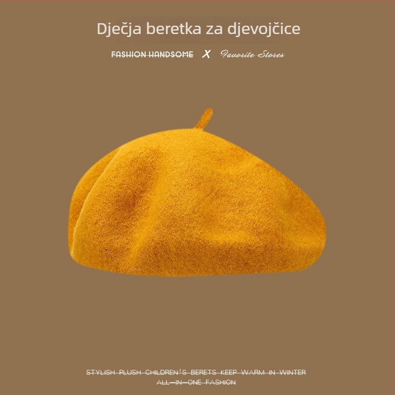 Dječji beret za proljeće i jesen, djevojački šešir s dizajnom tikve i osmerokutnim oblikom, zimska kapica za slikare, poliester