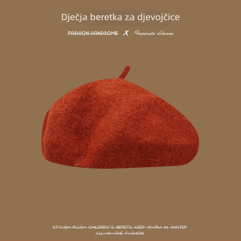Dječji beret za proljeće i jesen, djevojački šešir s dizajnom tikve i osmerokutnim oblikom, zimska kapica za slikare, poliester