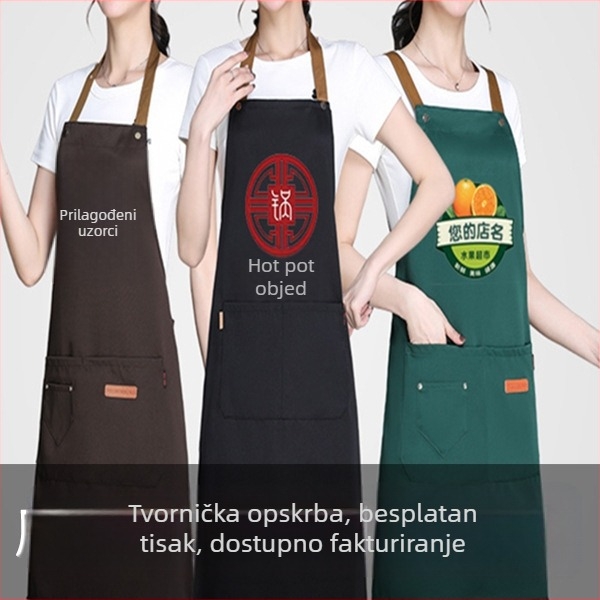 Pregača od platna za kućnu upotrebu u kuhinji, vodootporna i otporna na ulje, s otiskom logotipa, ojačana, otporna na mrlje, veleprodaja