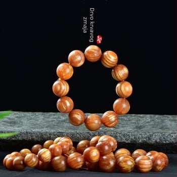 Narukvica s 108 perlica u kineskom stilu od Blood Dragon Wood s jantarovim umetcima