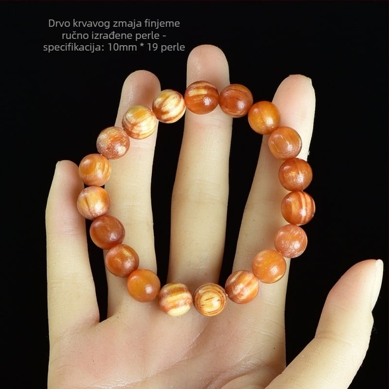 Narukvica s 108 perlica u kineskom stilu od Blood Dragon Wood s jantarovim umetcima
