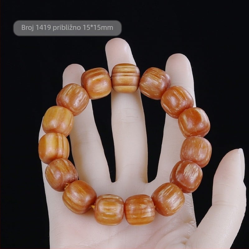 Narukvica s 108 perlica u kineskom stilu od Blood Dragon Wood s jantarovim umetcima