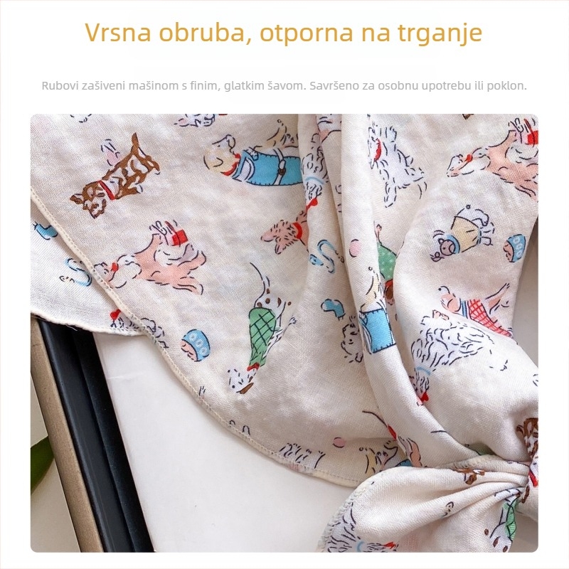 Dječje pamukovo-lanene trake za kosu i šalovi, unisex, ravna tkanina, jesen