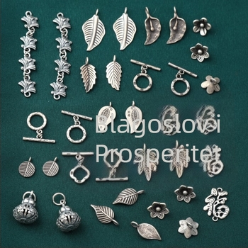 S925 sterling srebrni listni dodatak s OT kopčom, retro stil za DIY nakit