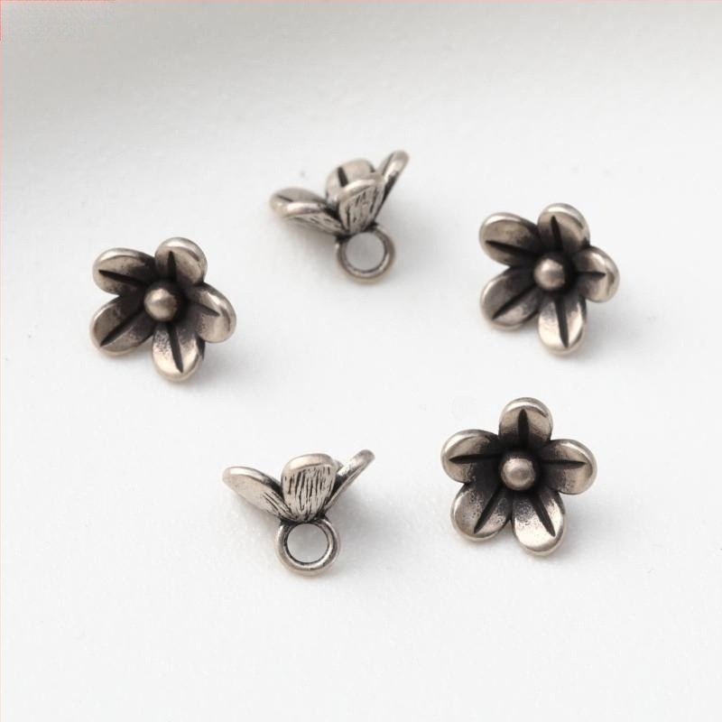 S925 sterling srebrni listni dodatak s OT kopčom, retro stil za DIY nakit