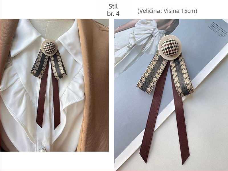Damski cvijet za ovratnik s mašnom, korejski stil, od trake, geometrijski uzorak, ravna glava, šifra lg658