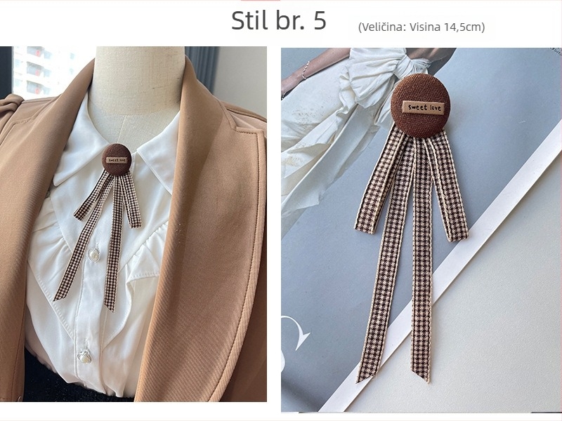Damski cvijet za ovratnik s mašnom, korejski stil, od trake, geometrijski uzorak, ravna glava, šifra lg658