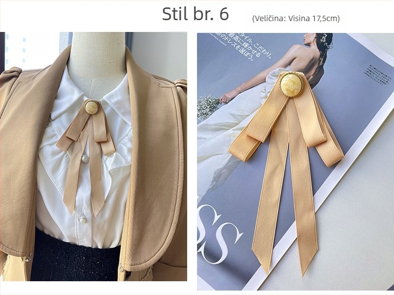 Damski cvijet za ovratnik s mašnom, korejski stil, od trake, geometrijski uzorak, ravna glava, šifra lg658