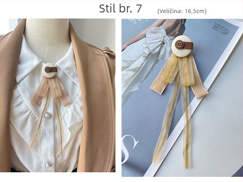 Damski cvijet za ovratnik s mašnom, korejski stil, od trake, geometrijski uzorak, ravna glava, šifra lg658