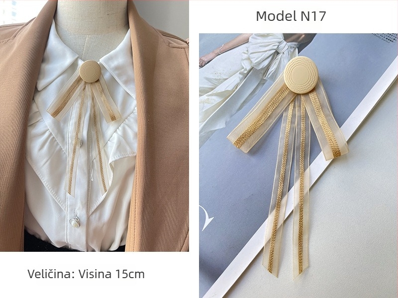 Damski cvijet za ovratnik s mašnom, korejski stil, od trake, geometrijski uzorak, ravna glava, šifra lg658